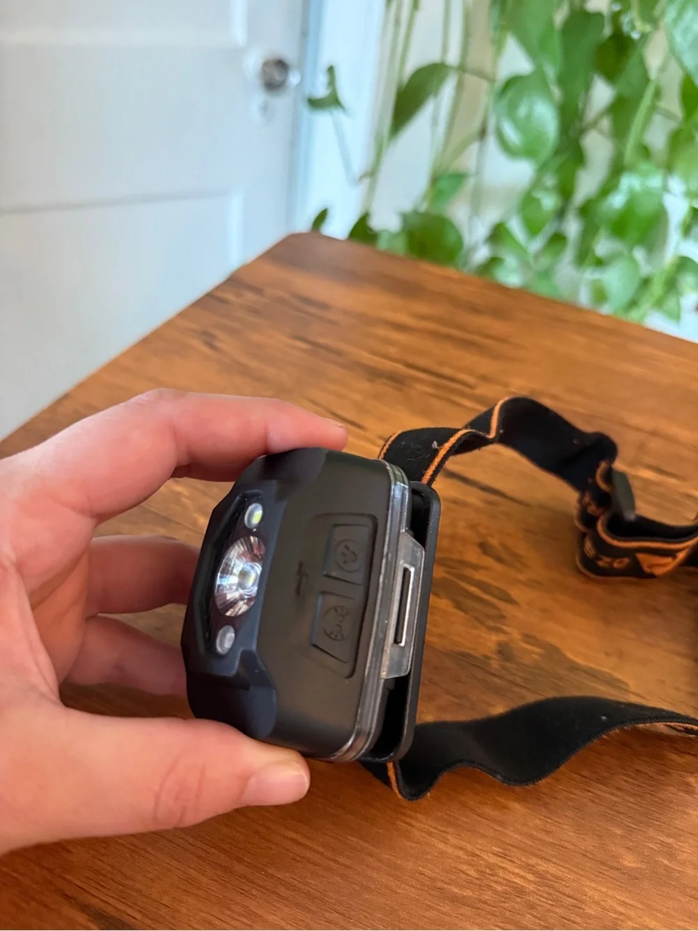 Ozark Trail Black and Orange Headlamp with Elastic Strap